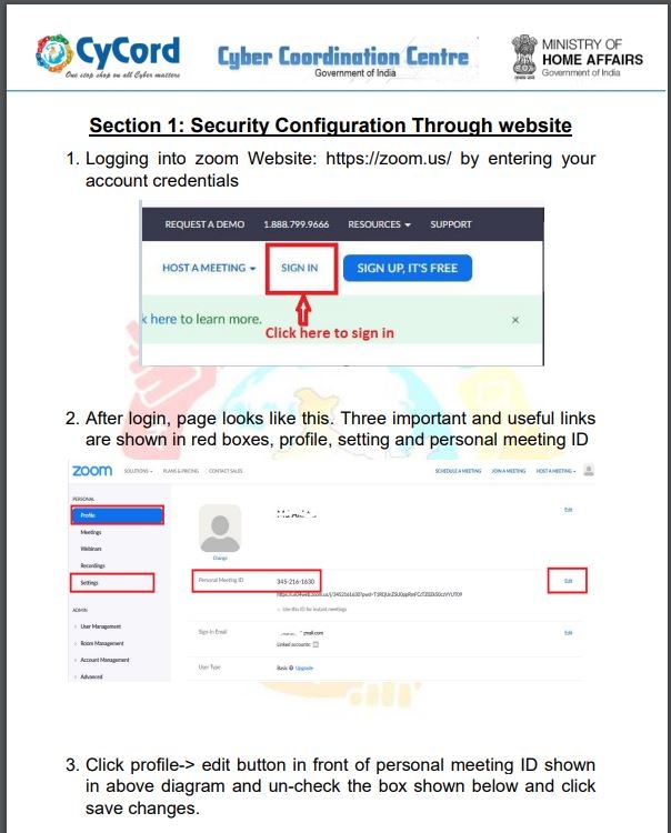 MHA issues Advisory ZOOM 
