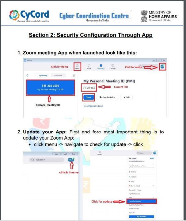 MHA issues Advisory ZOOM 