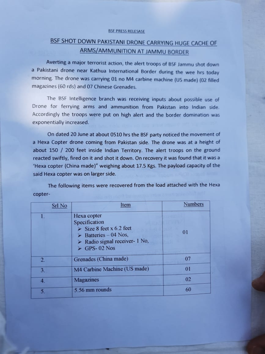 Weapons recovered from sp
