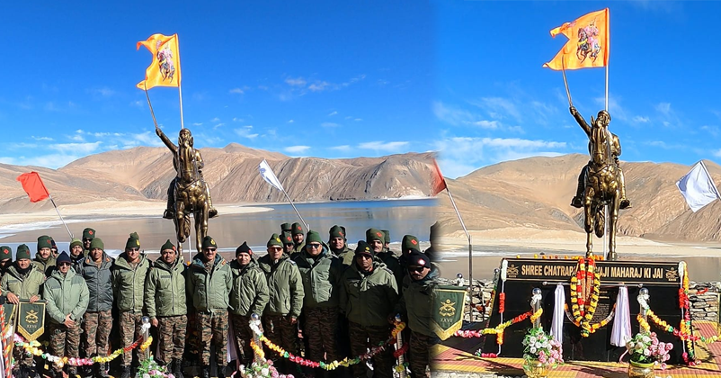 Statue of Chhatrapati Shivaji Maharaj Unveiled at Pangong Lake in Ladakh by Indian Army