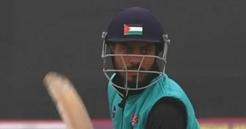 Kashmiri Cricketer Wearing Palestinian Logo 