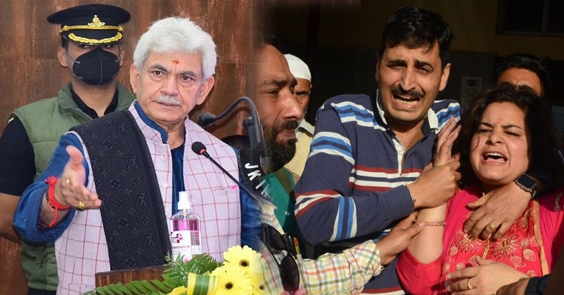 LG Manoj Sinha Meets Kashmiri Hindu Rahul Bhatt Family LG Manoj Sinha Meets Kashmiri Hindu Rahul Bhatt Family