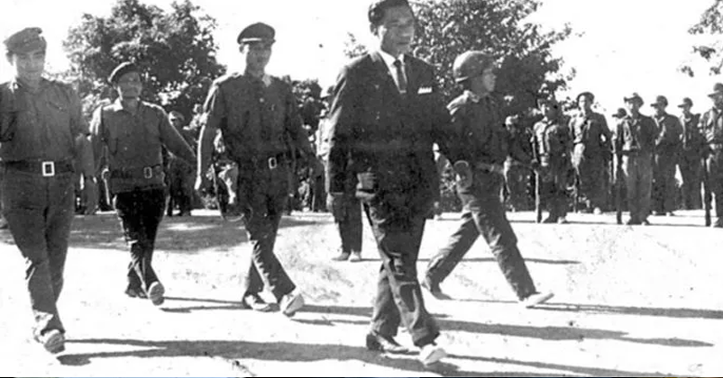Inspecting the Mizo National Guard at Laldenga Mahmum