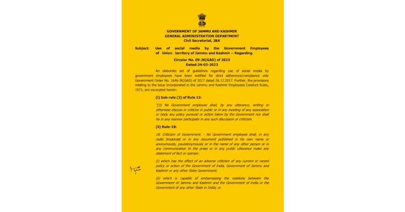 J&K Govt issues Social Media guidelines. 