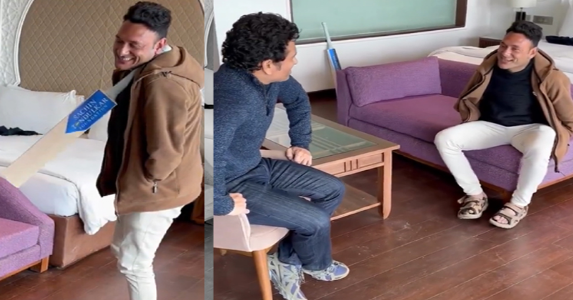 जम्मू कश्मीर के पैरा क्रिकेटर आमिर हुसैन से मिले क्रिकेट के भगवान ; सचिन ने निभाया अपना वादा
