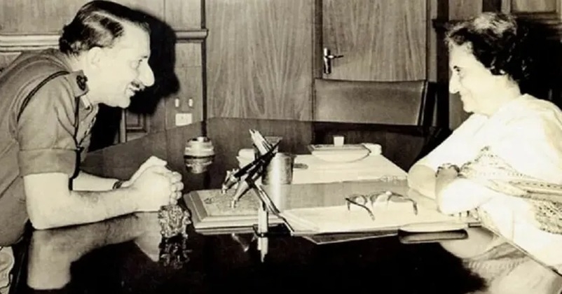 indira gandhi with sam manekshaw