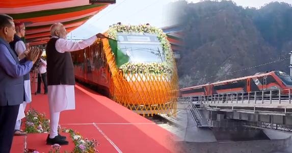 #HistoricDay : J&K को PM मोदी की बड़ी सौगात ; कटरा-श्रीनगर वन्दे भारत को दिखाई हरी झंडी, चिनाब और अंजी पुल का किया उद्घाटन