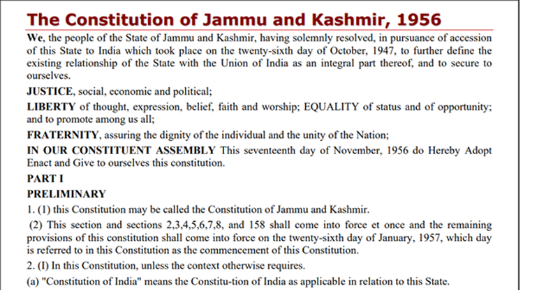 the constitution Jamu Kashmir 1956 the constitution Jamu Kashmir 1956