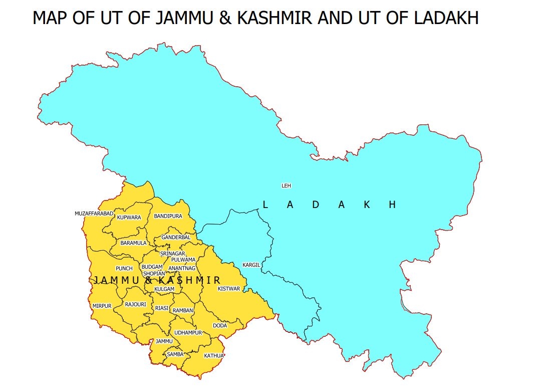 Official Maps of J&K and Ladakh: ये है जम्मू कश्मीर और लद्दाख़ संघ राज्य क्षेत्रों सहित भारत का नया मानचित्र